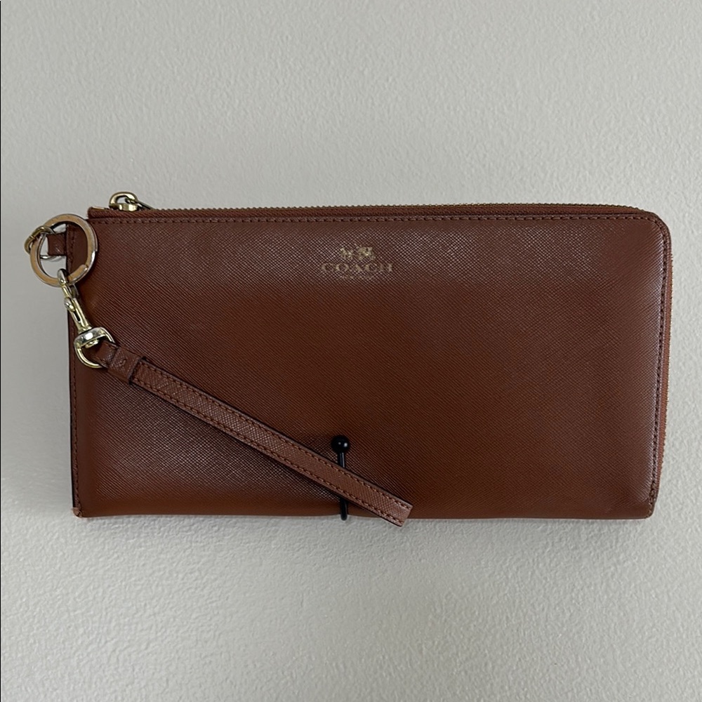 Coach Brown Wristlet Clutch